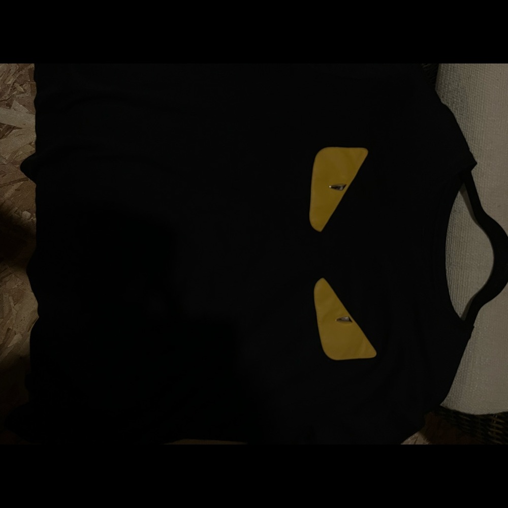 Mens fendi black yellow monster tee size L